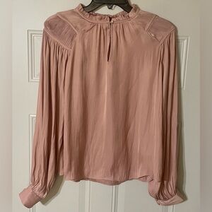 Rachael Zoe Pleated Shoulder Long Sleeve Peasant Top Size XS New Business Pink